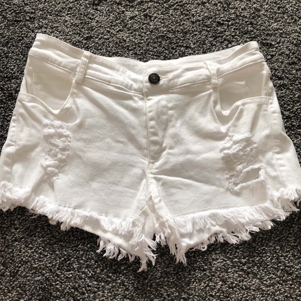 White jean shorts